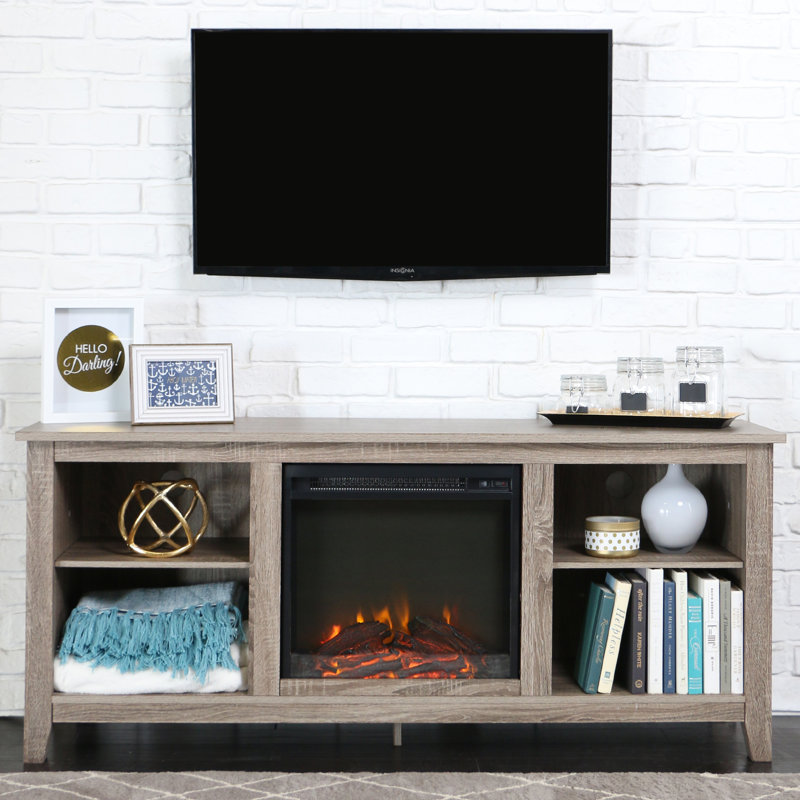 Beachcrest Home Sunbury 58" TV Stand with Electric Fireplace & Reviews Wayfair